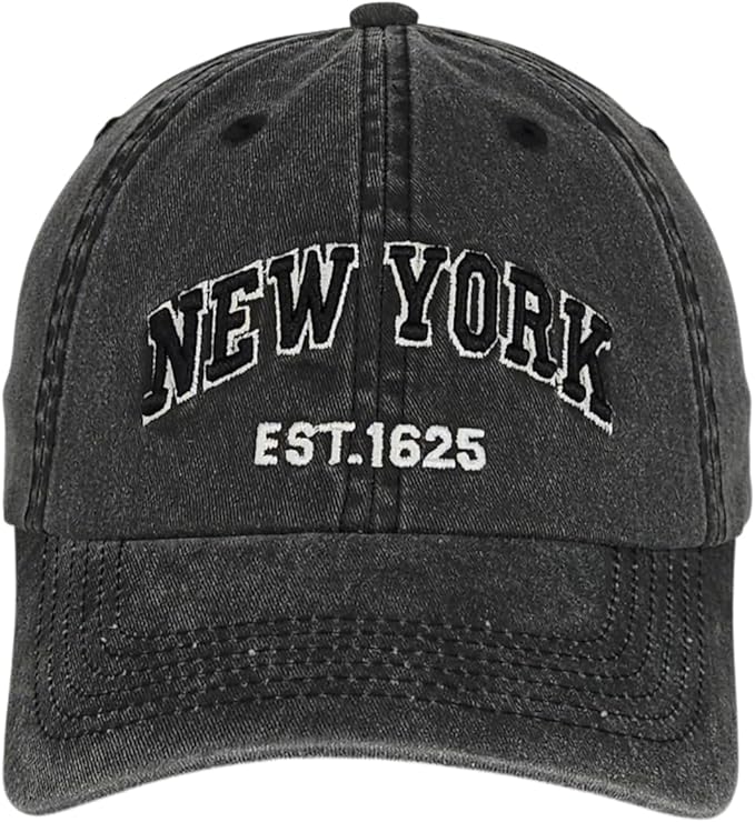 Elidan NY Dad Hat New York EST.1625 Cotton Cap, Adjust Buckle Strap, Unstructured Low-Profile NY Baseball Cap for Men & Women