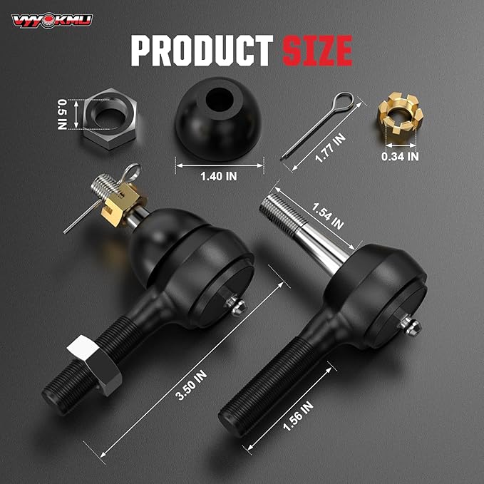 Ball Joint Kit, 3PCS Golf Cart Tie Rod Ends with Grease Fitting fit for Club Car DS 1976-2008 Gas & Electric, 2*Left-Hand OEM# 7540, 1*Right-Hand OEM# 7539, Tie Rod End for Golf Cart Club Car