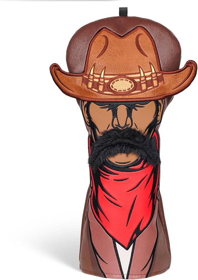 Craftsman Golf Golf Club Head Covers,Funny Driver Headcover Cowboy Design Golf Club Cover, Brown Driver Headcover Fit up tp 460cc Golfing Gift for Men Women