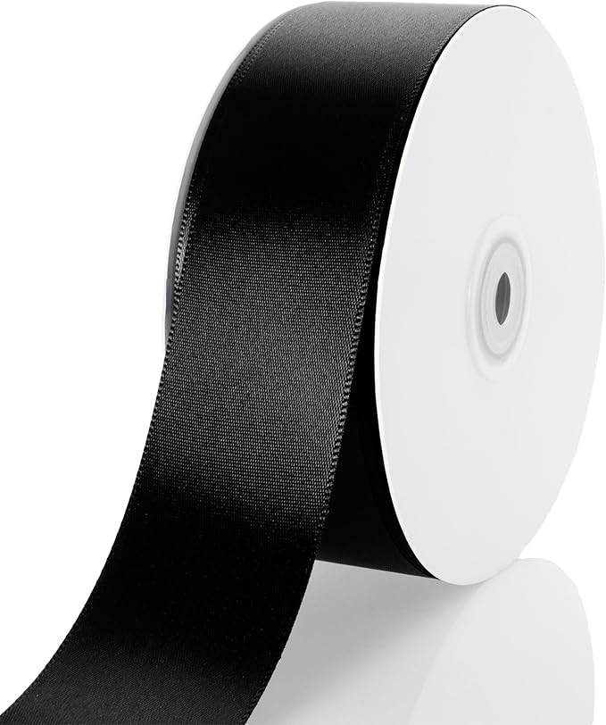 1-1/2 Inch Black Ribbon, 50 Yards Craft Polyester Satin Ribbon Perfect by Unknown