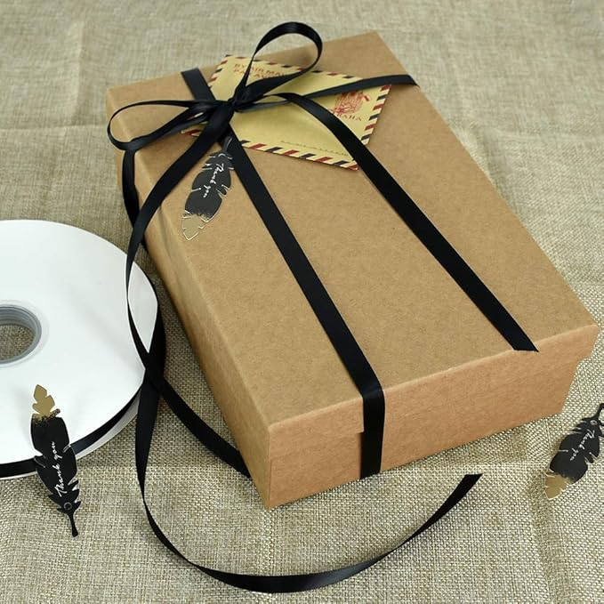 TONIFUL 3/8 Inch x 100yds Black Satin Ribbon Thin Solid Fabric Ribbons Roll - Image 3