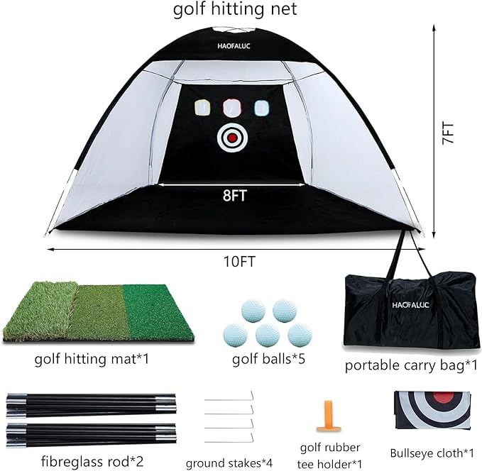 Golf Nets for Backyard Driving Real Golf Balls with Strike Zone Target - 10x7ft Heavy Duty Practice Net, Portable Golf Hitting Net for Outdoor/Indoor Training, Gifts for Men Dad Him and Golfer