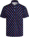 HUURAY Funny Golf Polos for Men Funny Print Short Sleeve Shirts Quick Dry Polo Shirts Hawaiian Shirt Performance Golf Outfits