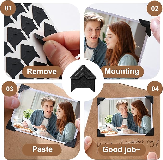 CHIALLCO Acid Free Photo Corners Self-Adhesive, DIY Scrapbook Stickers - Image 7
