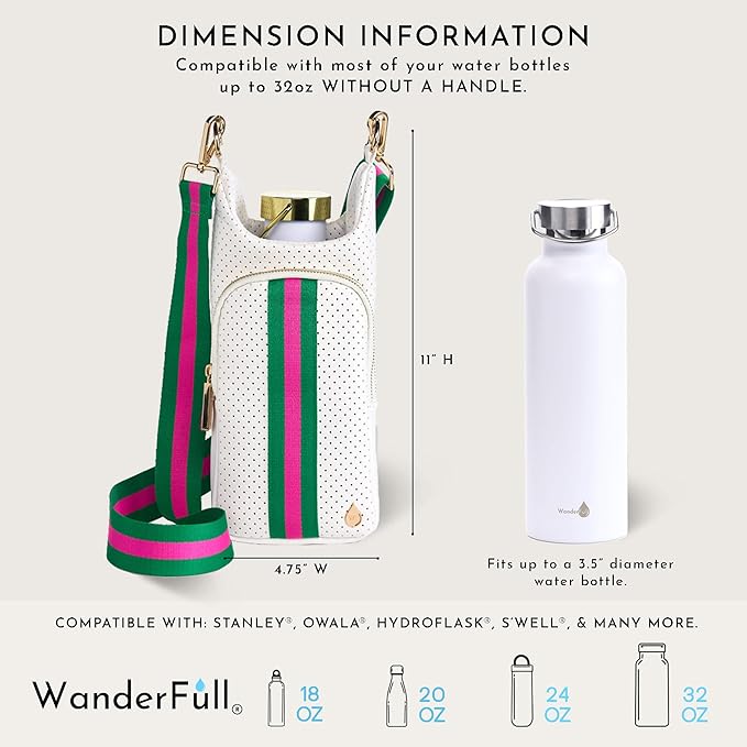 WanderFull® Original HydroBag® Collection, Water Bottle Holder, Gift for Women, Mom, Girlfriend, w/Strap & Phone Pocket, Hands-Free Crossbody Water Bottle Bag