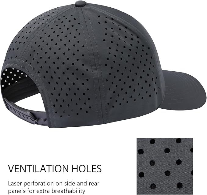 BASSDASH UPF 50+ Quick Dry Baseball Cap Water Resistant Laser Cut Mesh Snapback Hat for Men Women Fishing Hiking FH14