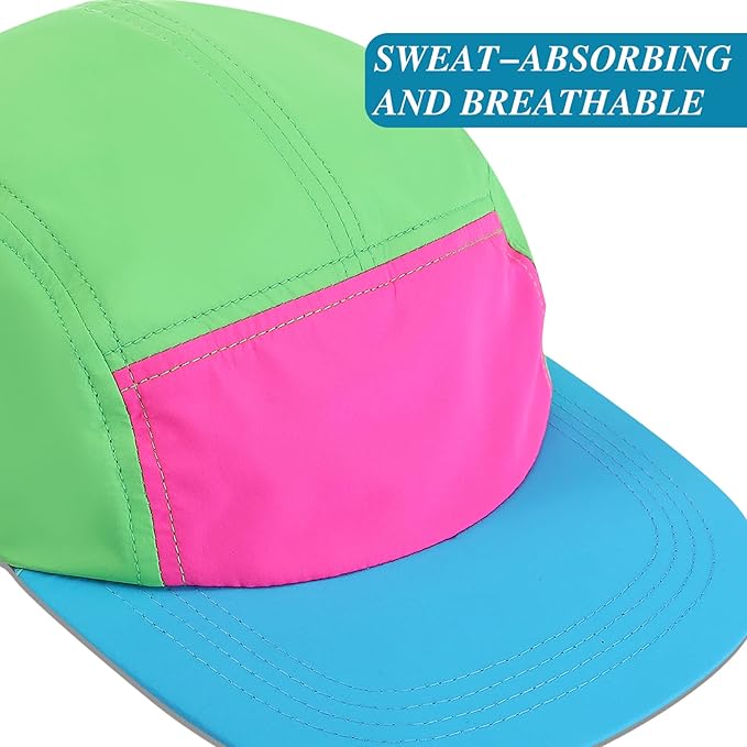 Cindeer 80s 90s Neon Hat Nylon Cap Retro Adjustable Cap for Women Men 80s Costumes Accessories 90s Theme Party