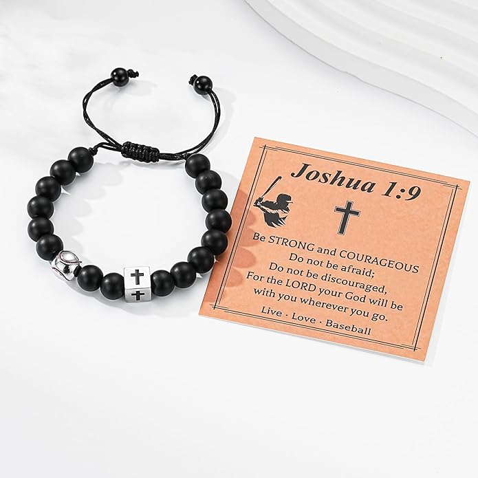 Soccer/Football/Basketball/Baseball Bracelet for Boys, Cross Beaded Bracelet Gifts for Men Boys Teen Son Grandson Players Team Fan Brother Nephew,Graduation Gifts