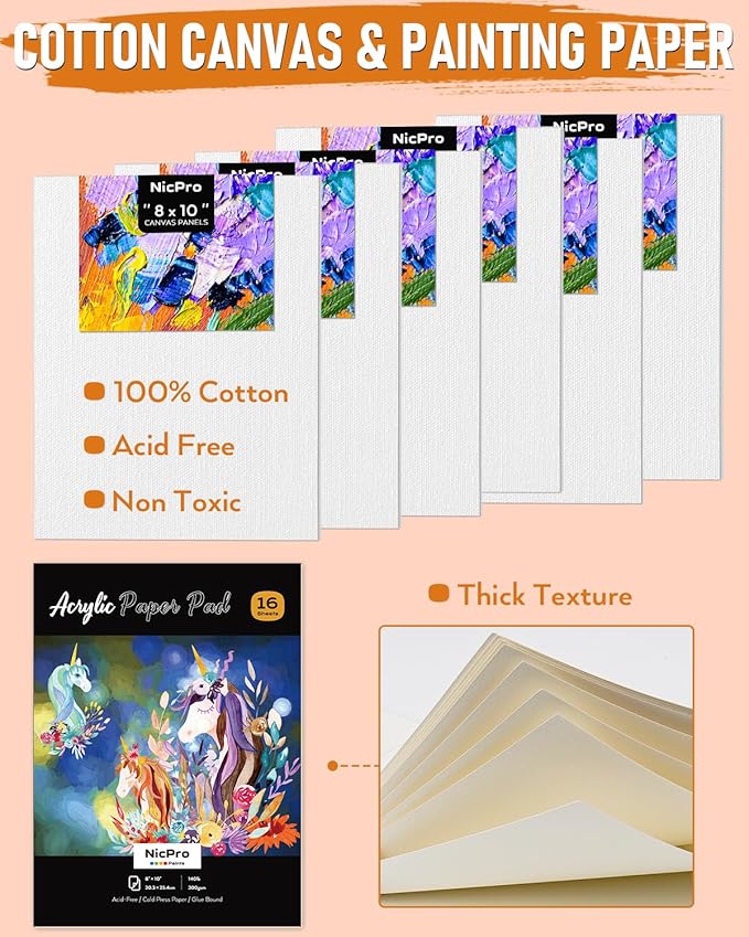 Nicpro 68PCS Acrylic Paint Canvas Set - Image 3