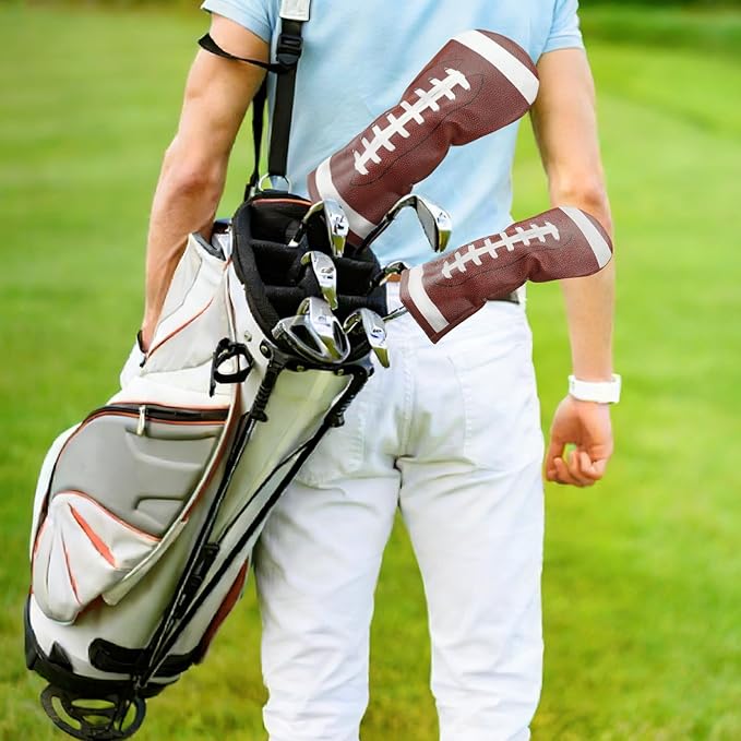 Golf Club Head Covers for Men Women, PU Leather Golf Headcover for Driver Fairway Wood and Hybrid, Funny Golf Accessories