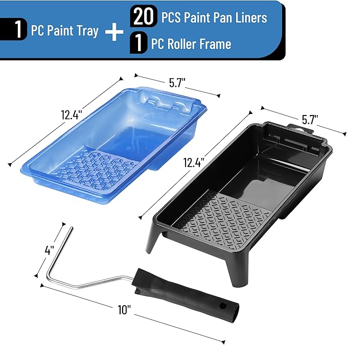 Bates- 4 Inch Paint Tray Set, 1x 4 Inch Paint Roller Tray, 20x Disposable - Image 2