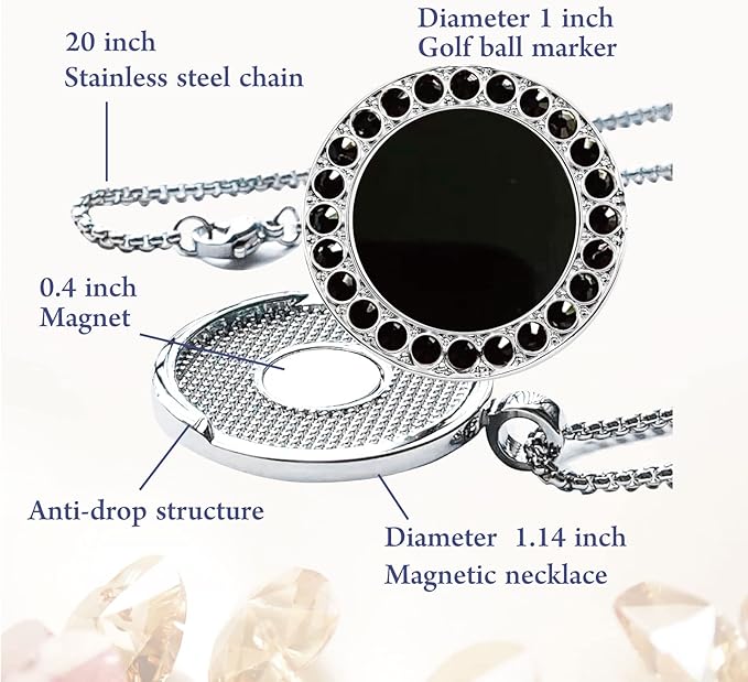 Golf Ball Marker Necklace, Pearl Crystal Ball Marker, Golf Accessories, Golf Gifts, Golf Ball Markers for Women