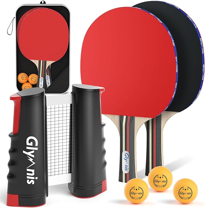 Glymnis Ping Pong Paddles Set Table Tennis Rackets by Glymnis