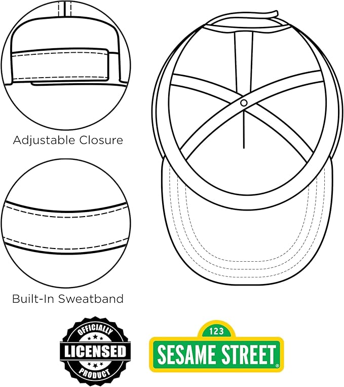 Sesame Street Baseball Cap, Toddler Hats for Boys & Girls Ages 2T-4T, Adjustable Kids Baseball Caps