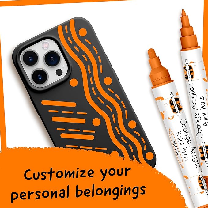 4 Dual Tip Orange Paint Pen Metallic - Image 7