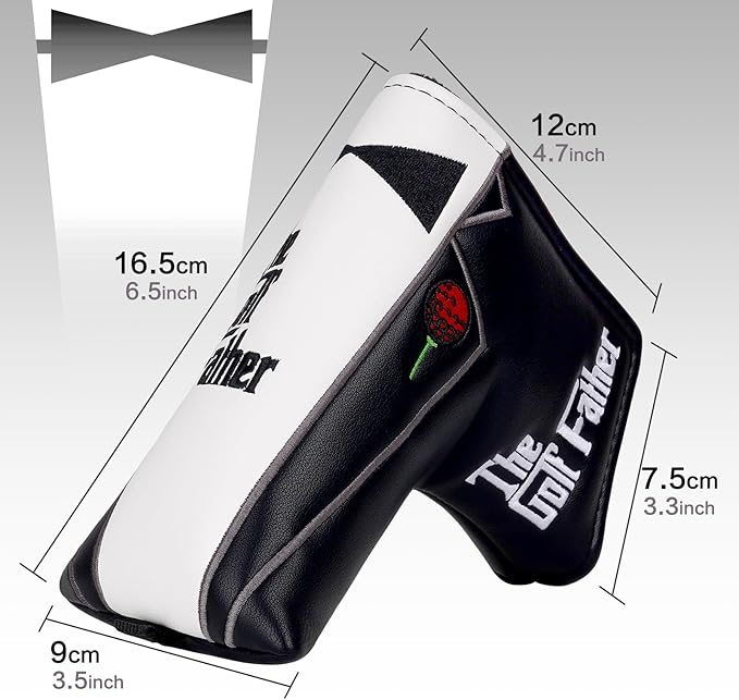 The Golf Father Funny Golf Club Covers, Driver Fairway Wood Hybrid Headcover, Mallet Putter Covers Blade Headcovers Putter Cover Magnetic, Black and White Color Iron Covers for Most Brands