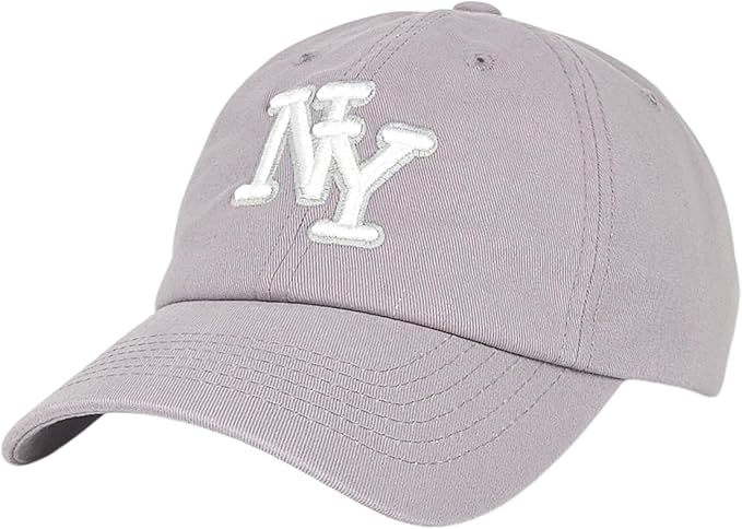 NY 3D Embroidered Cotton Dad Hat – New York Baseball Cap, Adjustable Metal Buckle Strap, Unstructured Low-Profile Style