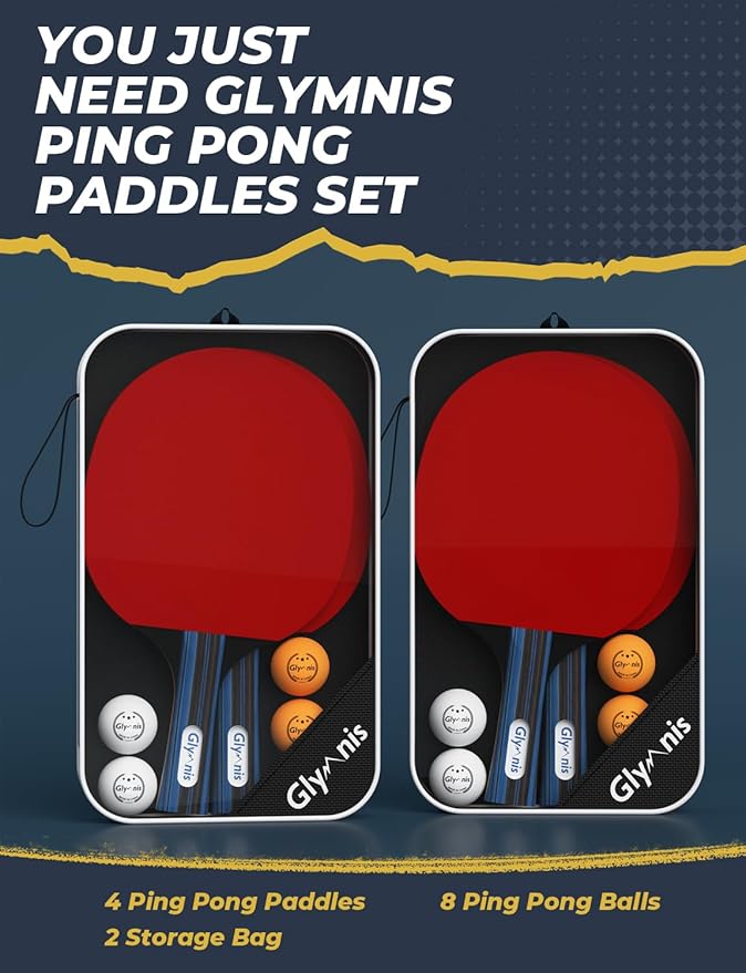 Glymnis Ping Pong Paddles Set Table Tennis Rackets - Image 8