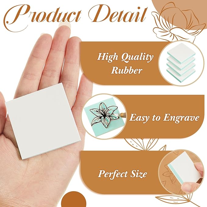 Frienda 72 Pcs 2" x 2" Rubber Carving Blocks Linoleum Blocks - Image 3