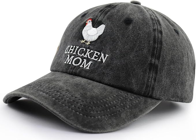 Chicken Mom and Chicken Dad Hat for Women Men, Funny Adjustable Cotton Embroidered Farm Hen Lovers Baseball Cap