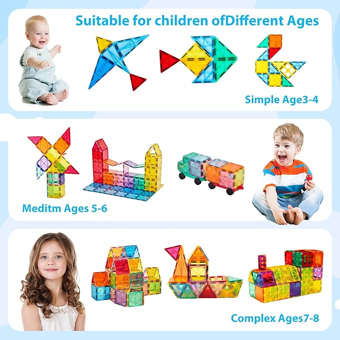 Magnetic Building Tiles, Magnetic Blocks, 3D STEM Stacking Toys, Magnets Toy - Image 3