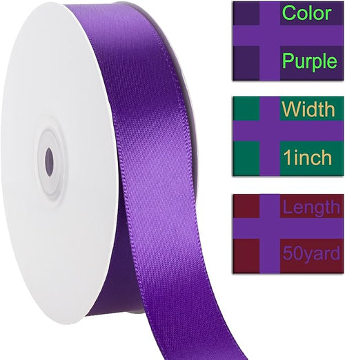 1 Inch Purple Ribbon, 50 Yards Craft Polyester Satin Ribbon Perfect - Image 2