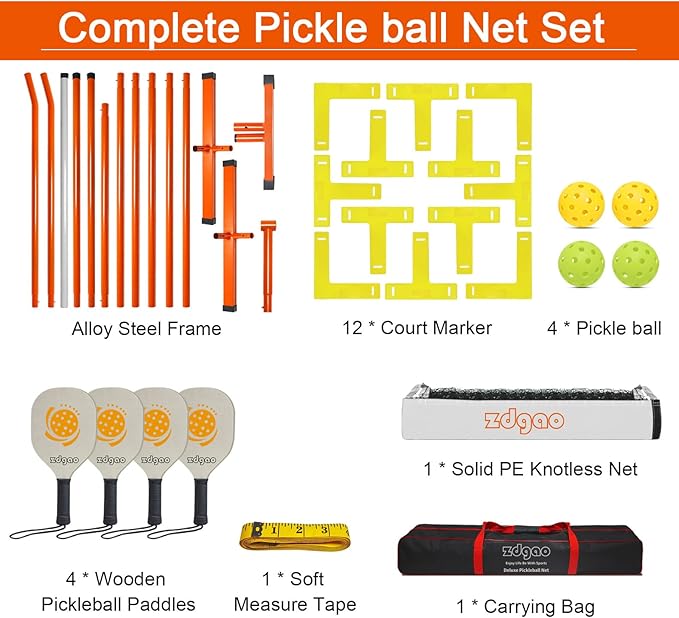 Zdgao Pickleball Set with Net for Driveway, 22 FT Regulation Size Pickle Ball - Image 7