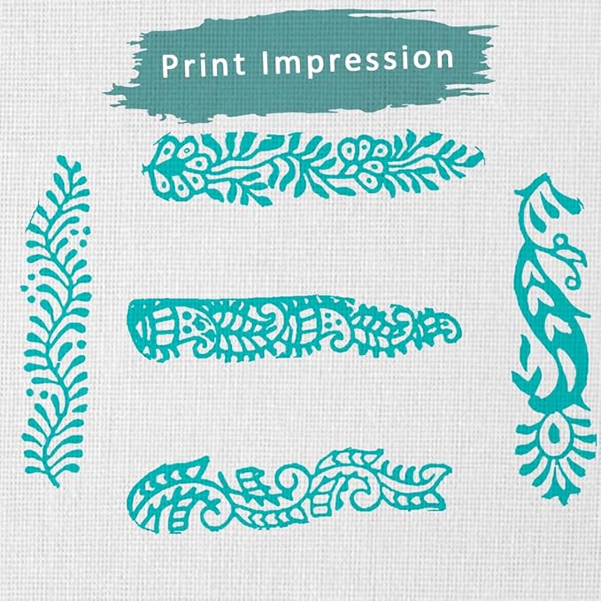 Hashcart | Set of 5 | Mehndi Print Blocks Border Pattern Wooden Stamp, - Image 3