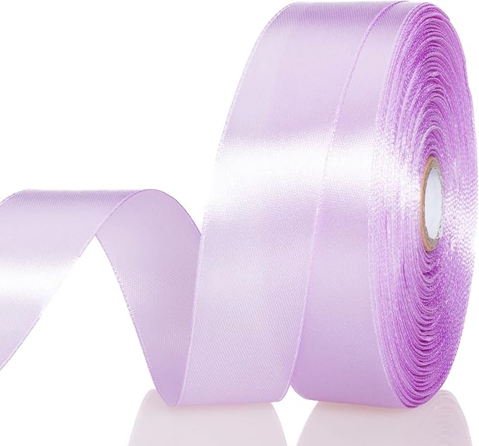 1 Inch Lilac Solid Satin Ribbon, 50 Yards Craft Fabric Ribbon by YASEO