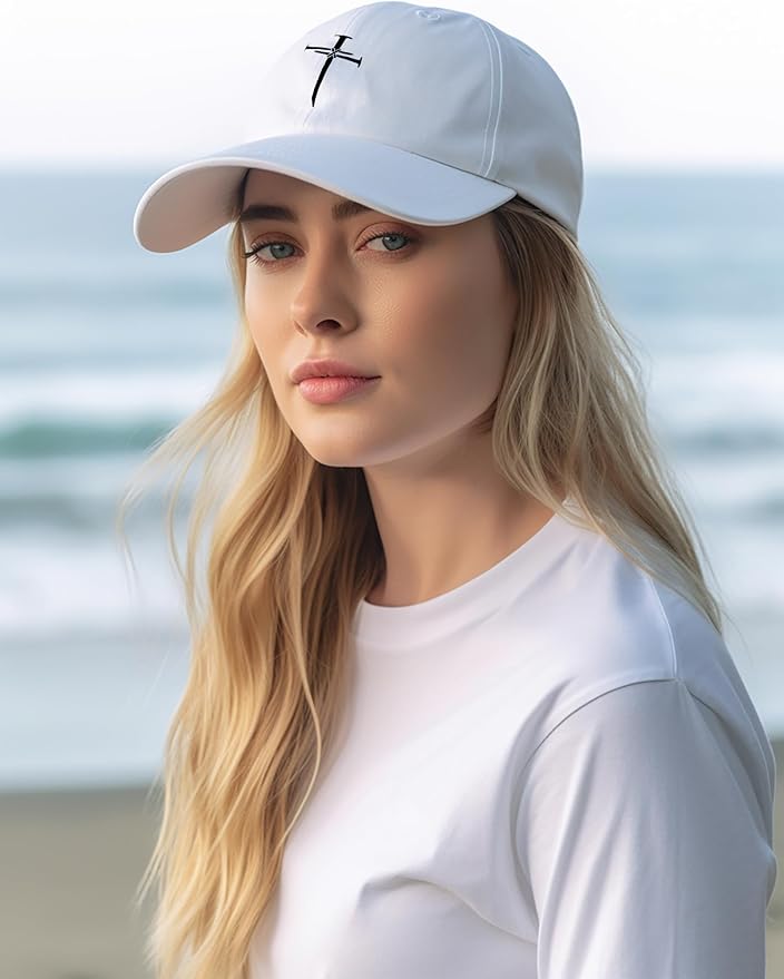 Christian Redeemed Cross Nails Hats for Men Women, Vintage Adjustable Cotton Embroidered Front & Back Baseball Cap