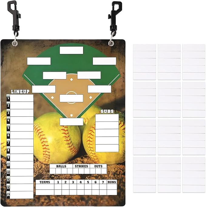 Freetoes Magnetic Baseball Clipboard for Coaches,Dry Erase Softball Baseball Lineup Board for Dugout,Baseball Scoreboard with 60 Lineup Cards Baseball Equipment Accessories for Baseball Coach Gifts