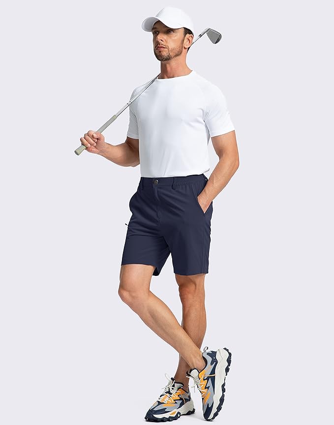 Pinkbomb Men's Golf Shorts with 6 Pockets Stretch Quick Dry Hiking Work Dress Shorts for Men