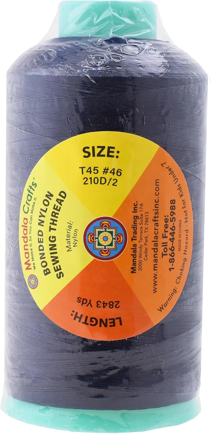 Mandala Crafts Bonded Nylon Thread Dark Blue Heavy Duty Sewing Threads - Image 3