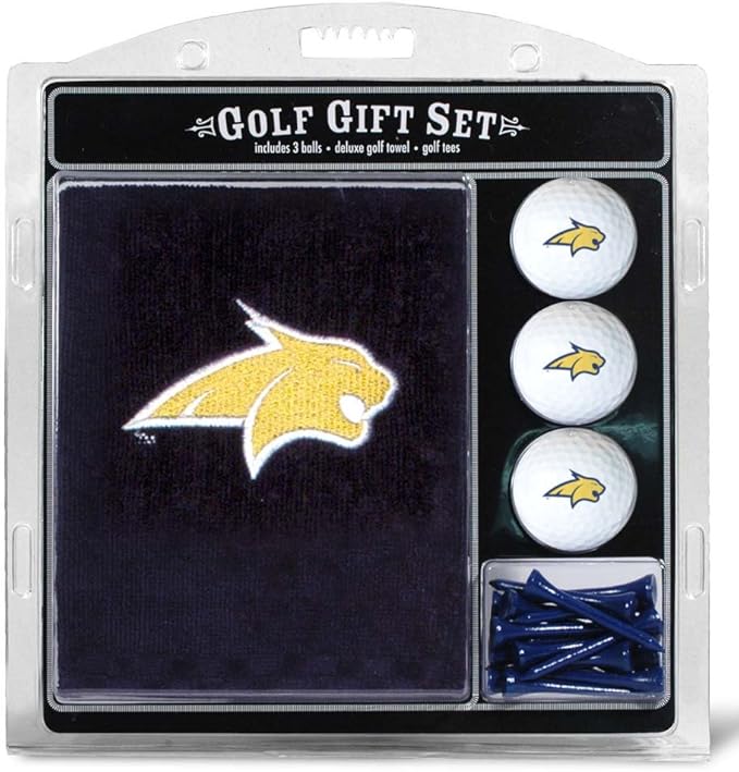 Team Golf NCAA Gift Set Embroidered Golf Towel, 3 Golf Balls, and 14 Golf Tees 2-3/4" Regulation, Tri-Fold Towel 16" x 22" & 100% Cotton