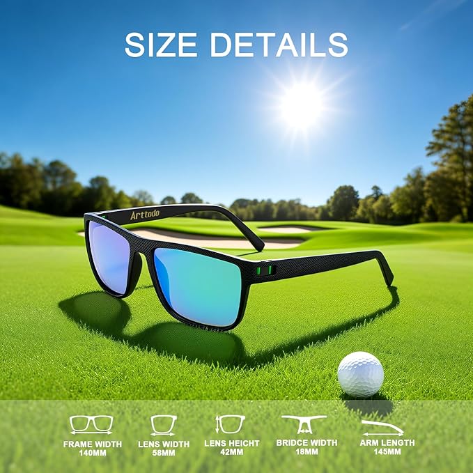 Golf Sunglasses, UV Polarized Sunglasses for Men and Women, Lightweight Sunglasses with UV Protection for Golfer, Golf Accessories