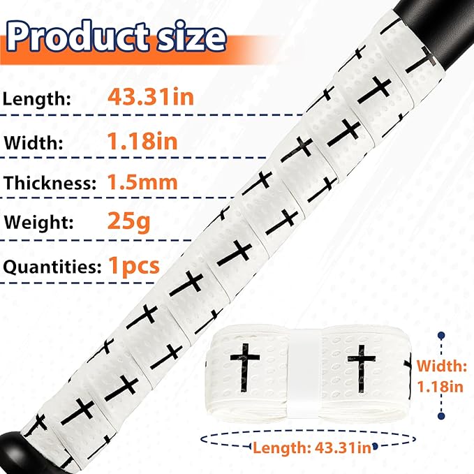 Baseball Bat Grip Tapes 1.5mm Precut and Full Adhesive Softball Grip Tape,Non-Slip Baseball Bat Wrap Tape Religious Cricket Batting Tape Replacement