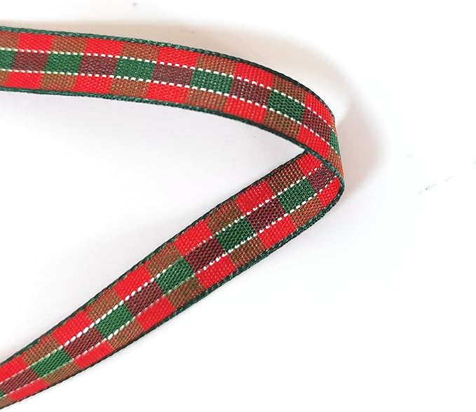 Micomon X'Mas Gingham Ribbon Green Red Metallic Gingham Ribbon 25 Yards Each - Image 8