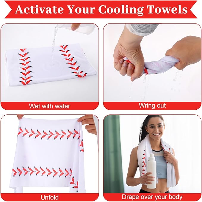 Booson 12 Pcs Baseball Cooling Towels Microfiber Ice Towels for Neck Face 40"x12" Breathable Sports Towel for Baseball Team Gifts Softball Soccer Basketball Tennis Practice Accessories