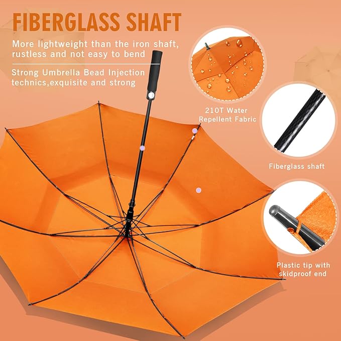 ZOMAKE Golf Umbrella Windproof, Extra Large Oversized Heavy Duty Double Canopy for Rain, Sports Games & Push Cart(51/54/62/68/72Inch)