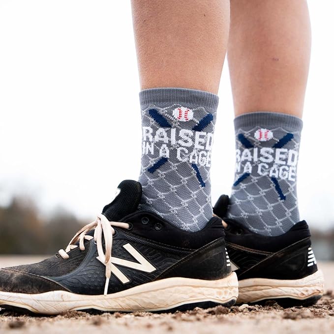 ChalkTalkSPORTS Baseball Socks - Performance Socks for Baseball Players - Raised in a Cage - Youth and Adult Sizes
