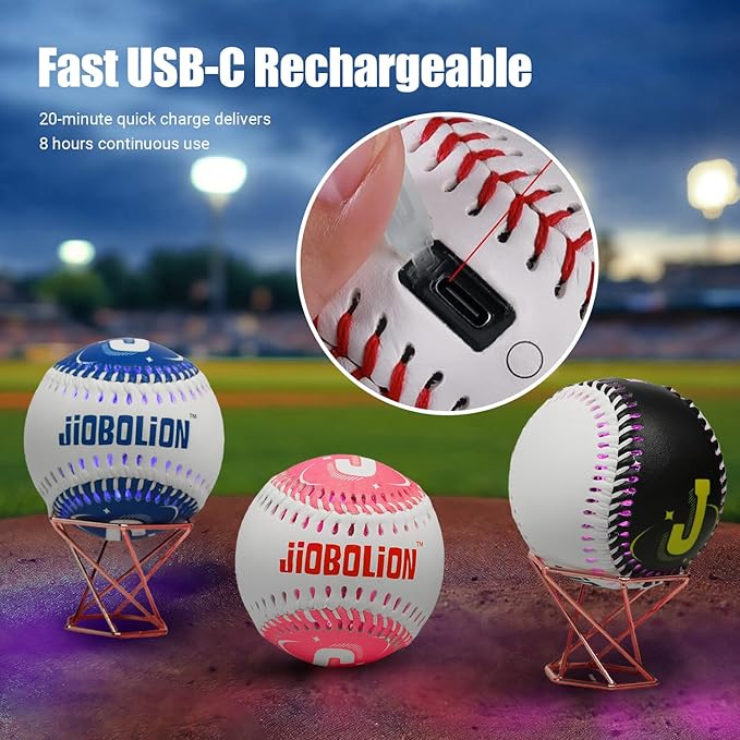 Glow in The Dark Baseball - Rechargeable LED Light Up Ball with 6 Color Changing Modes | Regulation Size & Weight for Kids, Teens, Adults & Baseball Fans