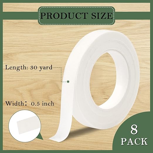 8 Rolls Floral Tape, 1/2" Wide Flower Tape, Adhesive Florist Tape - Image 2