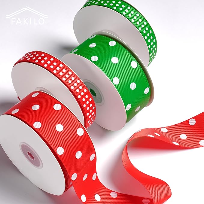 Polka Dot Grosgrain Ribbon 1.5 Inch, 25 Yards Spool Green and White Polka Dot - Image 7