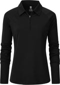 MoFiz Women's Golf Polo Shirt Long Sleeve Collared 1/4 Zip Stretch Soft Athletic Tops for Tennis Hiking & Outdoor Sports