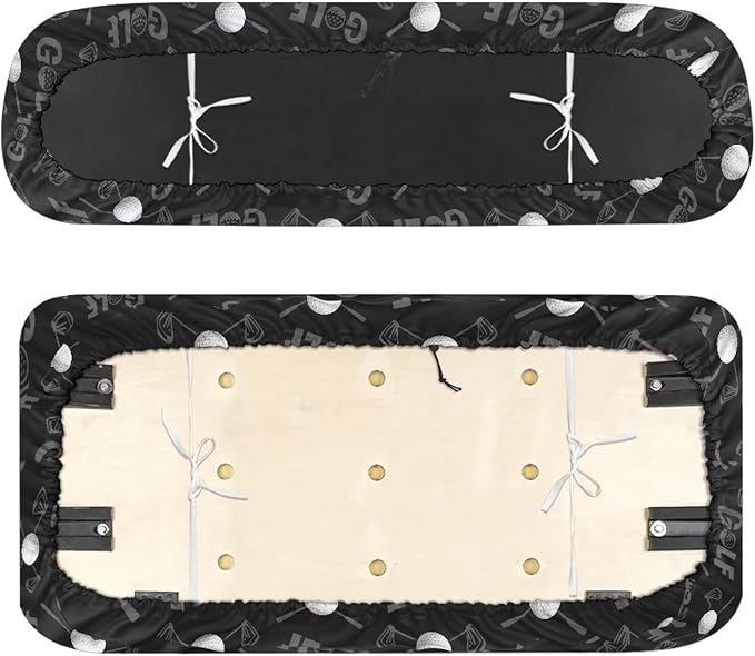 Suobstales Golf Cart Front and Rear Seat Cover Set for EZGO TXT RXV & Club Car DS 2 Passenger, Washable Bench Seat Covers Kit