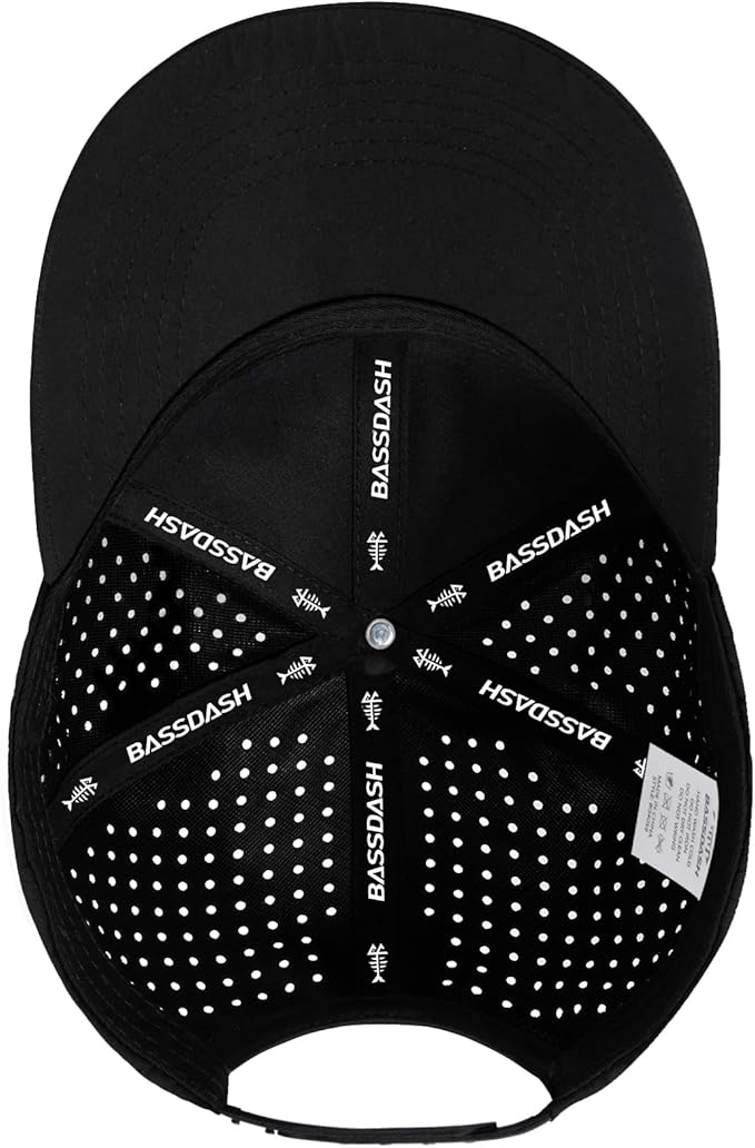 BASSDASH UPF 50+ Quick Dry Baseball Cap Water Resistant Laser Cut Mesh Snapback Hat for Men Women Fishing Hiking FH14