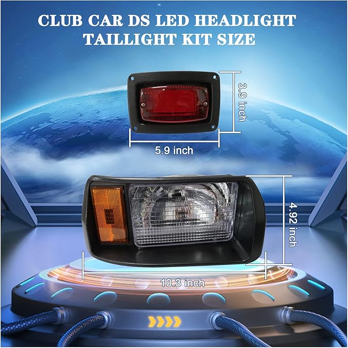 Golf Cart Club Car DS LED Light | Headlights & LED Tail Lights For Club Car DS Gas & Electric golf carts (1993 & up) 12V