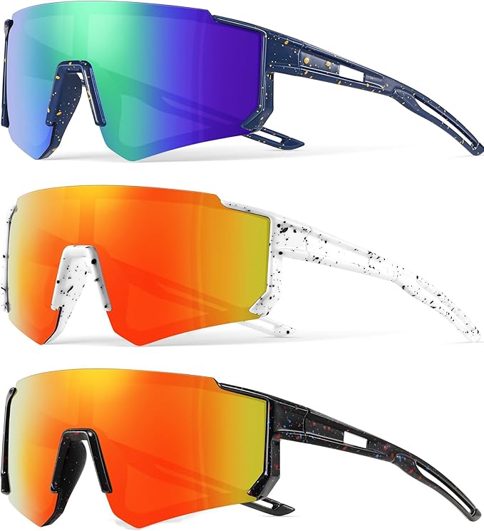 3PACK Kids Sunglasses Youth Baseball Sunglasses for Boys Girls Age 4-12,Softball Sports Cycling Goggles UV Protection