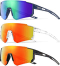 3PACK Kids Sunglasses Youth Baseball Sunglasses for Boys Girls Age 4-12,Softball Sports Cycling Goggles UV Protection