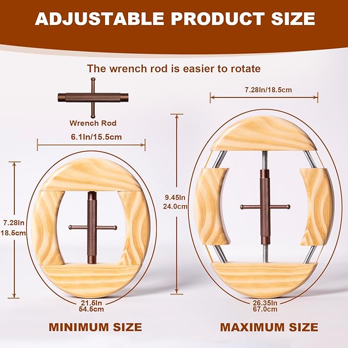 4 Way Hat Stretcher, Hat Stretcher for Fitted Hats, Heavy Duty Hats Shaper Extender w. Lever Wrench for Men All Kind of Caps